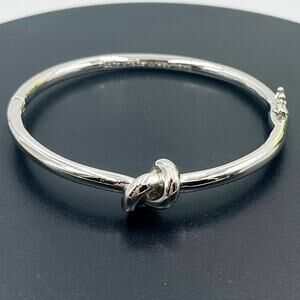 Kate Spade Sailor's Knot Love Knot Polished Silver Tone Hinged Bangle Bracelet